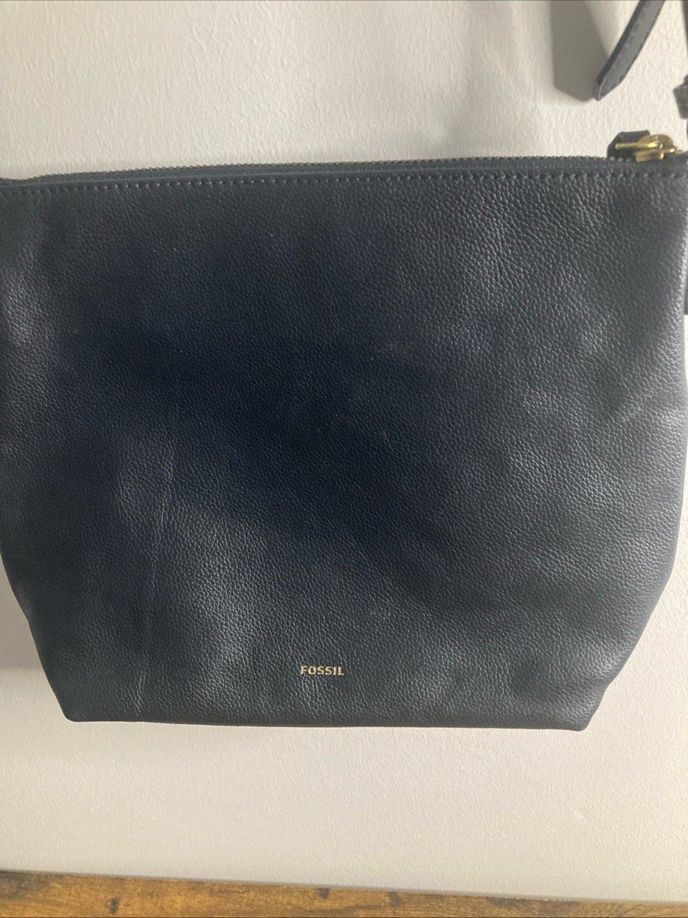 FOSSIL Black Crossbody Organizer Handbag Hippie Boho Purse Cowhide Leather - Picture 2 of 16